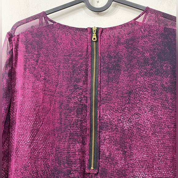 Whistles Silk Midi Dress Fully Lined i Plum Purple Reptile Patter 3/4 sleeve 6 - Picture 3 of 12